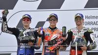 Pembalap Monster Yamaha, Maverick Vinales, menyebut finis di peringkat kedua pada MotoGP Jerman adalah pencapaian terbaik. (AFP/Tobias Schwarz)
