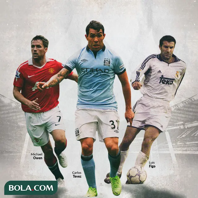 Ilustrasi Pemian - Michael Owen, Carlos Tevez, Luis Figo