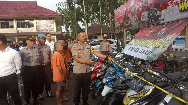 Deretan kendaraan hasil curanmor yang berhasil diamankan polers Garut dalam dua bulan terakhir