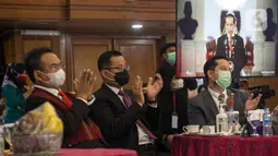 Peserta bertepuk tangan pada pembukaan Hari Disabilitas Internasional di Gedung Kemensos, Jakarta, Kamis (3/12/2020). Acara bertema Membangun Kembali Kehidupan yang Lebih Baik, Lebih Inklusif, Lebih Berkelanjutan di Masa Pandemi Covid-19. (Liputan6.com/Faizal Fanani)