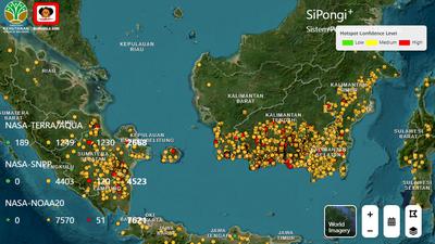 Update Sebaran Hotspot Kebakaran Hutan Kalimantan dan Sumatera