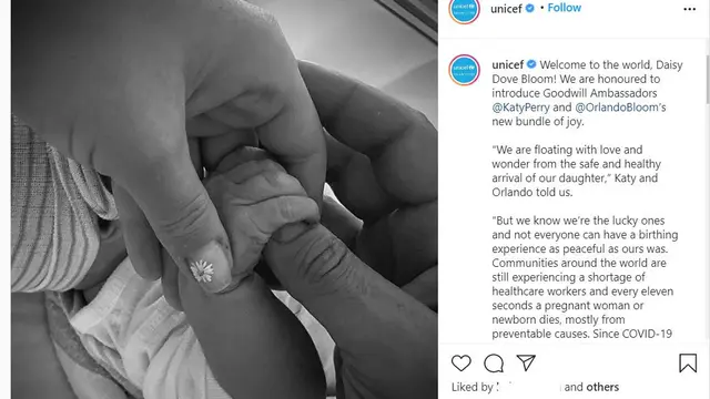 Katy Perry dan Orlando Bloom Sambut kelahiran anak pertama (Instagram/ unicef)