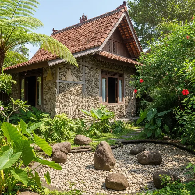 Rumah Kampung Batu Templek dan Taman Kering (Gemini AI)