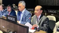 Delegasi Indonesia dalam Sesi Pleno Konferensi Umum ke-42 UNESCO di Markas Besar UNESCO di Paris, Prancis. Senin (20/11/2023) (Dok. Istimewa)
