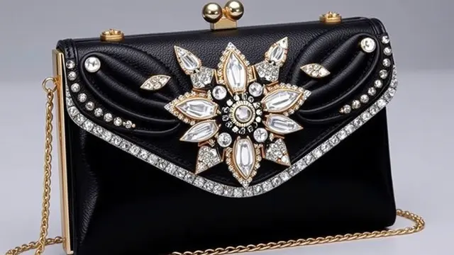 Tas Clutch dengan Detail Metalik