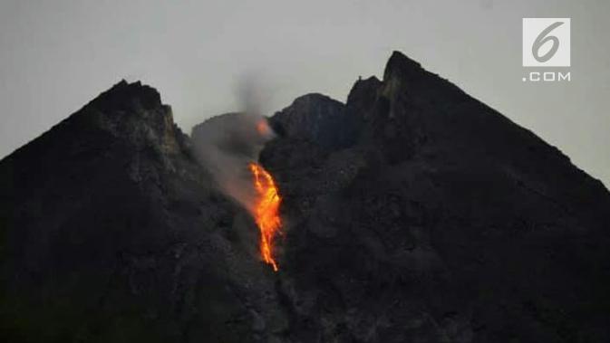 Puncak Merapi melelehkan lava beberapa pekan terakhir. Eksotisme yang disalahpahami sebagai sinyal menakutkan. (foto: Liputan6.com/edhie prayitno ige)