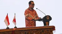 Menteri Perhubungan Budi Karya Sumadi dalam acara penandatanganan pembahasan penilaian proyek MRT Koridor Timur &ndash; Barat fase 1 tahap 1, di kantor Kemenhub, Jakarta. (Dok Kemenhub)