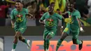<p>Penyerang Senegal, Sadio Mane (tengah) berselebrasi setelah mencetak gol ke gawang Brasil pada FIFA Matchday 2023 di Stadion Alvalade di Lisbon, Portugal, Rabu, 21 Juni 2023. (AP Photo/Armando Franca)</p>