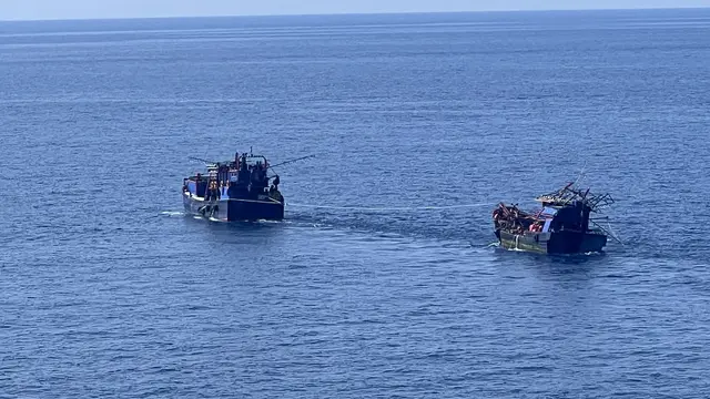 Operasi pencarian seorang awak kapal KM Kawal Jaya 9 yang hilang setelah kapalnya bertabrakan dengan kapal kargo di perairan Bintan. (Dok. Istimewa)