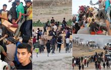 FOTO: Detik-Detik Truk Bantuan Kemanusiaan Keluar Dermaga Trisula Langsung Diserbu Ratusan Ribu Pengungsi Palestina di Gaza