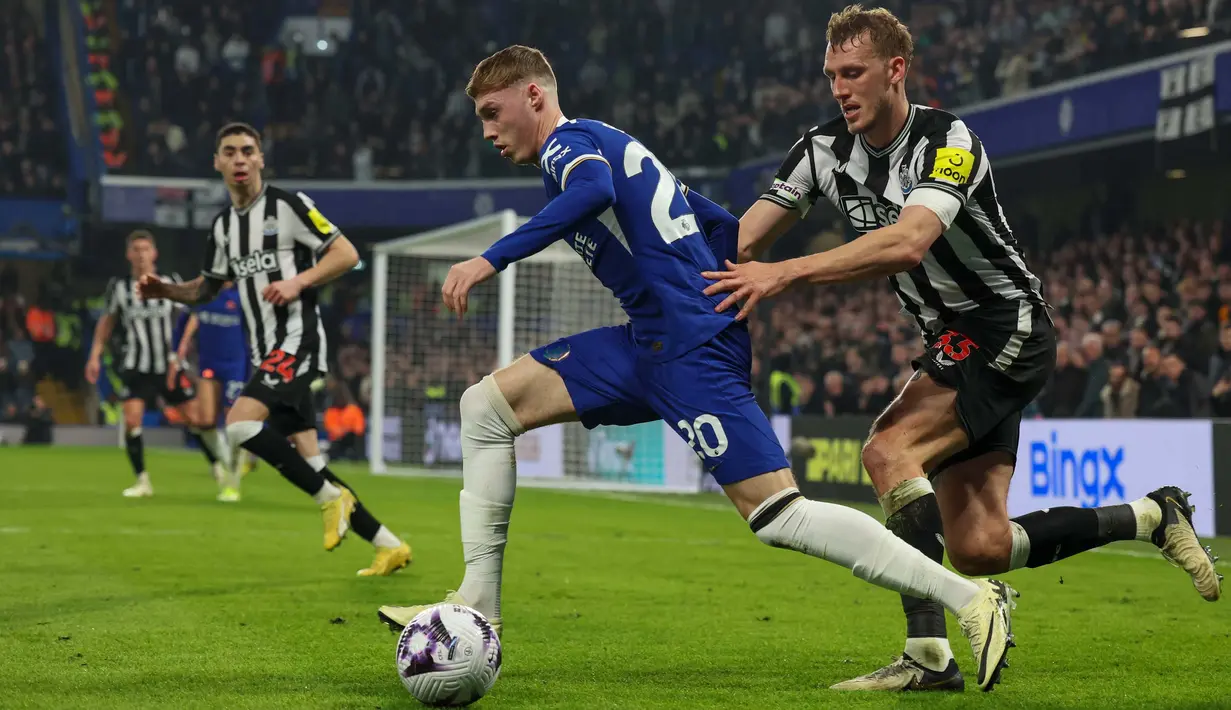 Cole Palmer, dan Mykhaylo Mudryk berhasil mencatatkan nama di papan skor dan membawa Chelsea unggul atas Newcastle. (AP Photo/Ian Walton)