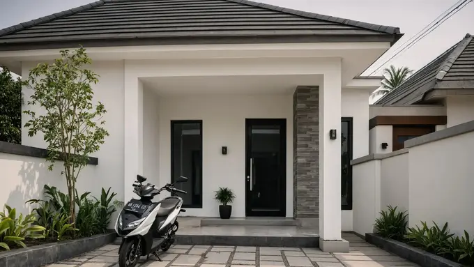 Inspirasi Garasi Motor Sederhana di Rumah Kecil (AI)