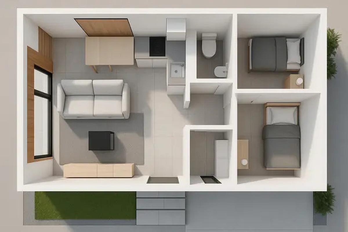 7 Gambar Desain Rumah Tipe 21 dengan 2 Kamar Tidur