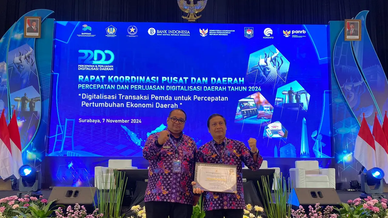 Pemerintah Kabupaten (Pemkab) Tangerang meraih penghargaan sebagai Kabupaten Terbaik III di lingkup Jawa-Bali dalam ajang Championship Tim Percepatan dan Perluasan Digitalisasi Daerah (TP2DD) Tahun 2024. (Istimewa)