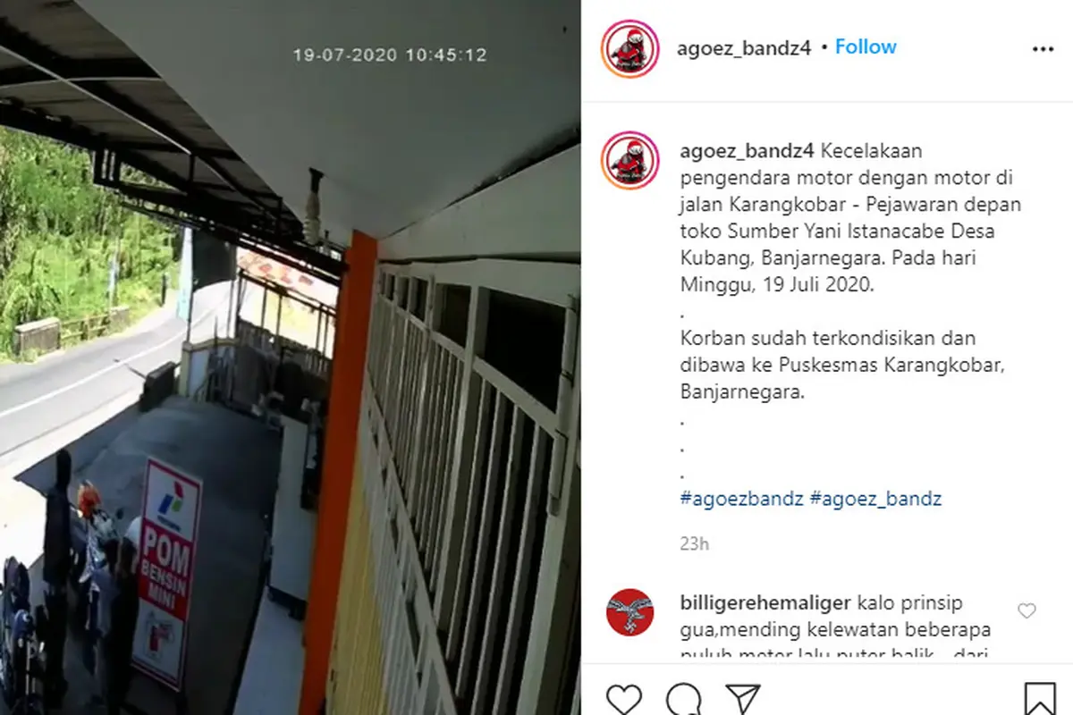 Dibagikan akun Instagram @agoez_bandz4, motor yang menabrak dari arah belakang tak mampu mengotrol kecepataan dan kaget saat melihat kendaraan lain secara tiba-tiba berhenti.