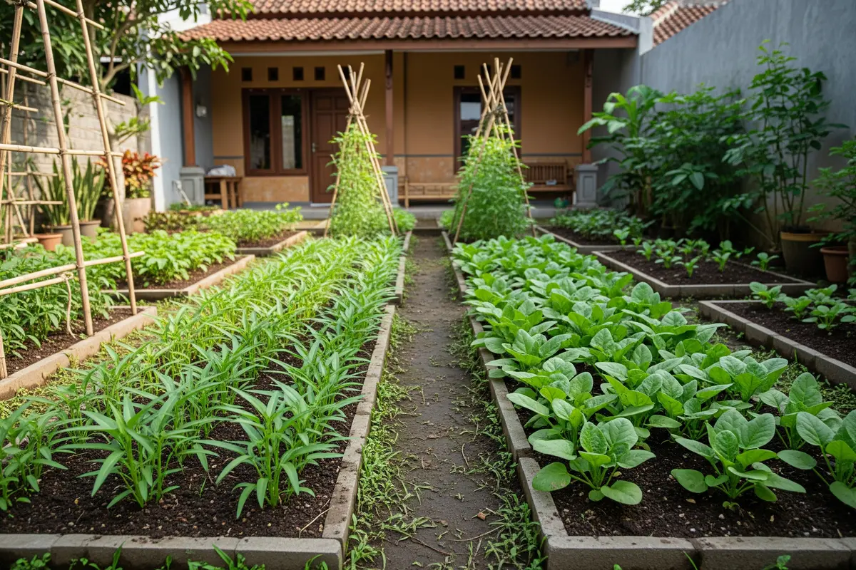 Kebun Sayur di Bedeng Tanah Minimalis