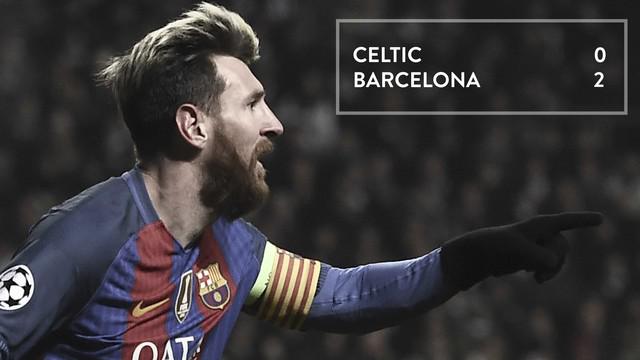 Lionel Messi menjadi aktor dibalik kemenangan Barcelona atas Celtic 2-0 dengan mencetak dua gol pada laga ini