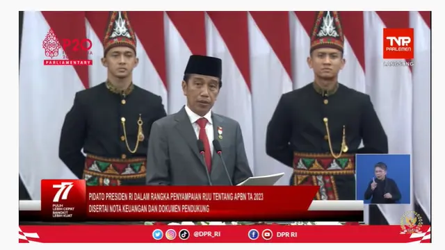 Presiden Joko Widodo saat menyampaikan Nota Keuangan pada Pidato Kenegaraan di Gedung DPR MPR, Jakarta. Dok Youtube