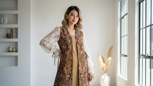 Vest Batik Brokat Bertali