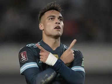 Argentina sukses mengalahkan Peru di laga Kualifikasi Piala Dunia 2022 zona Conmebol lewat gol tunggal penyerang mereka, Lautaro Martinez. (AFP/Juan Mabromata)