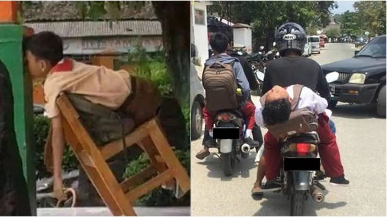 8 Potret Kocak Bocah Tidur di Tempat Umum Ini Nyeleneh Banget
