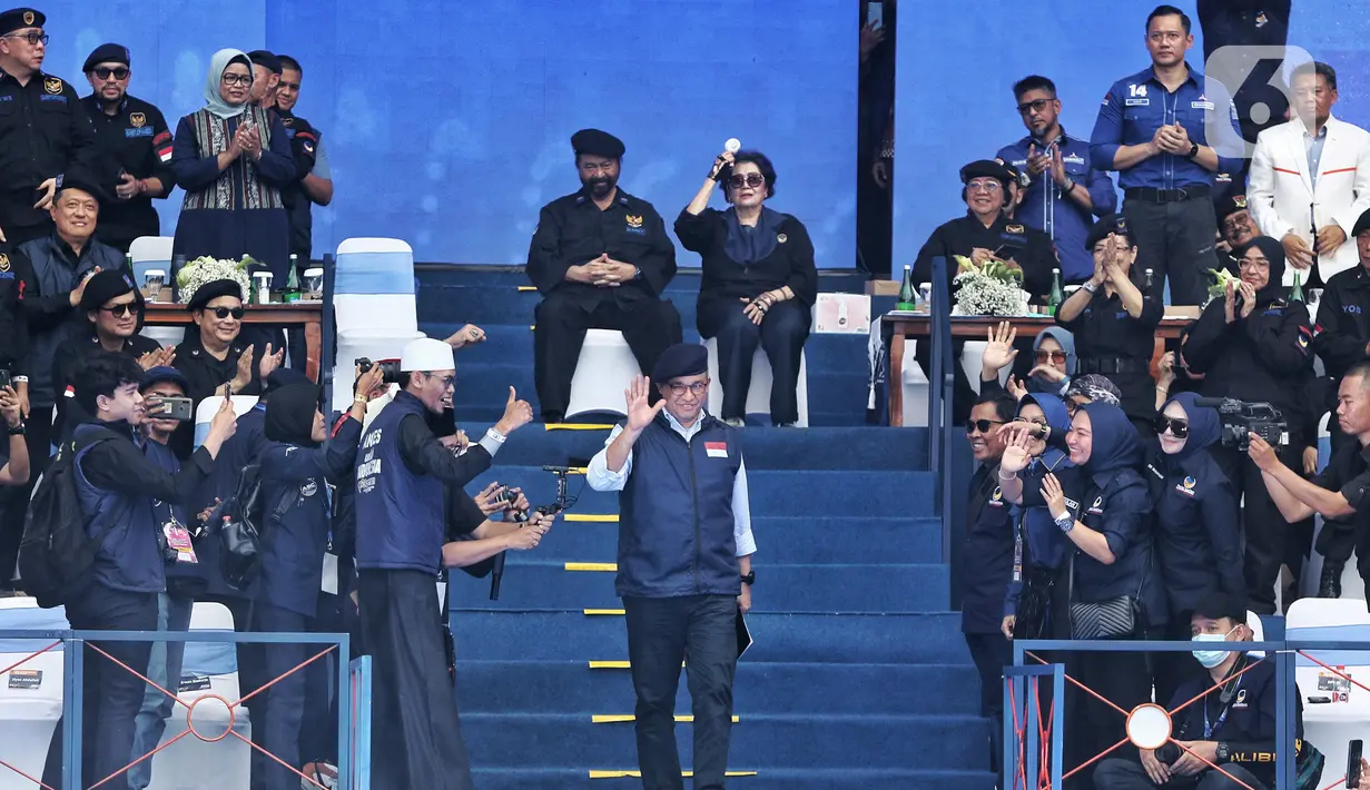Kegiatan yang dihadiri ribuan kader dan simpatisan Partai Nasdem tersebut beragendakan orasi politik dan konsolidasi internal partai. (Liputan6.com/Angga Yuniar)