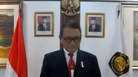 Menteri Energi dan Sumber Daya Mineral (ESDM) Arifin Tasrif dalam Upacara Hari Jadi Pertambangan dan Energi ke-76.