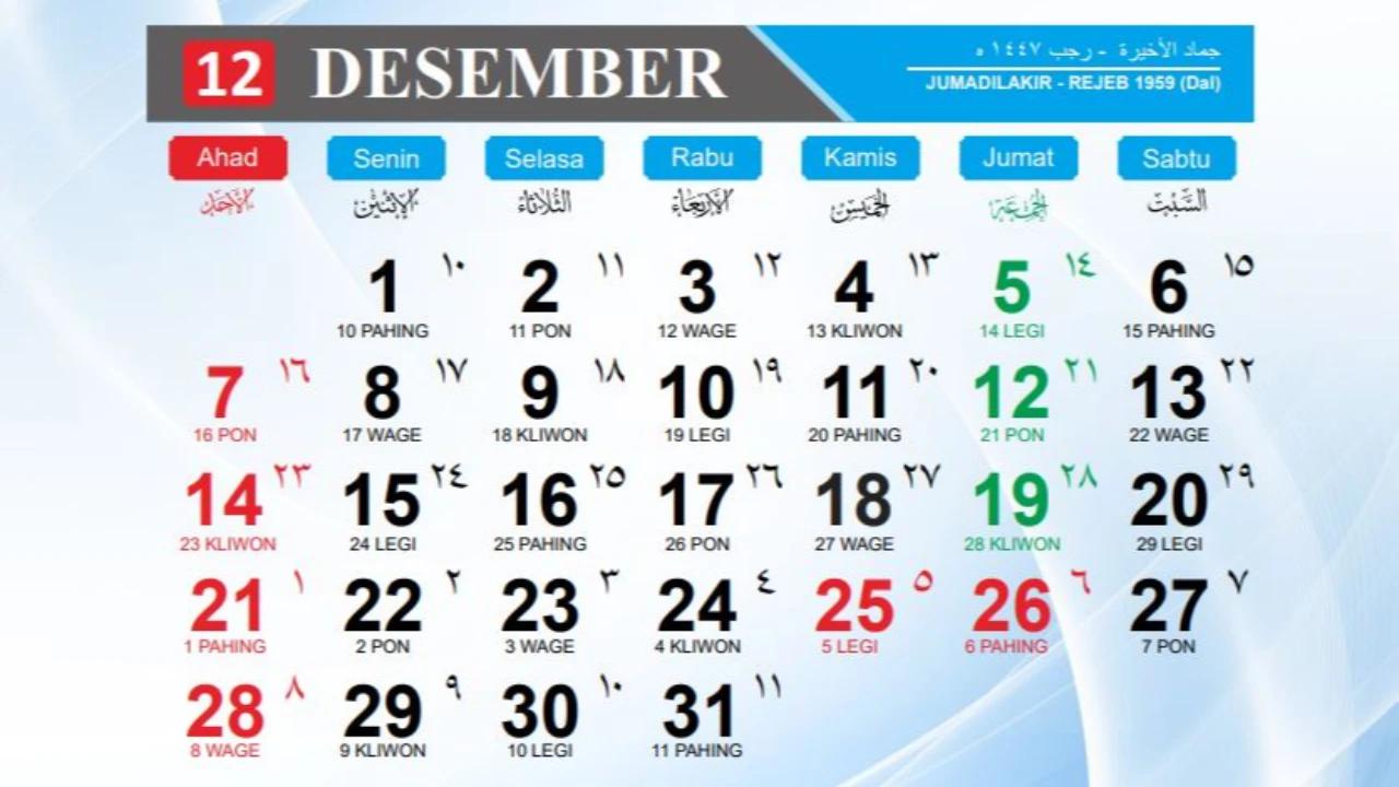 Kalender Jawa Desember 2025: Mengintip Harmoni Weton, Penanggalan Islam, dan Libur Nasional