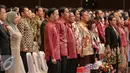Presiden Joko Widodo didampingi Menteri Perdagangan Thomas Lembong saat menghadiri skala internasional, Trade Expo Indonesia (TEI) ke-30 Tahun 2015 di Jakarta, Rabu (21/10/2015). (Liputan6.com/Faizal Fanani)
