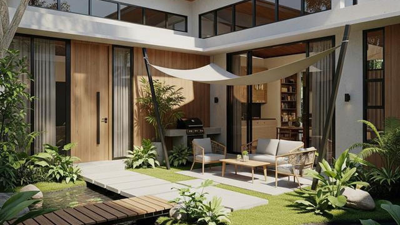 7 Model Rumah Kecil Tapi Luas dengan Taman di Tengah Area Rumah, Modern dan Asri