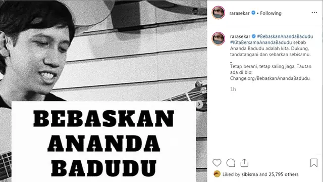 Ananda Badudu (Foto: Instagram/@rarasekar)
