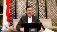 Menteri Koordinator Bidang Kemaritiman dan Investasi Luhut Binsar Panjaitan dalam pengumuman Pemberlakuan Pembatasan Kegiatan Masyarakat (PPKM) pada Senin (23/8/2021).