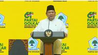 Presiden Prabowo Subianto di Puncak HUT Ke-61 Partai Golkar, Jumat (5/12/2025) malam.