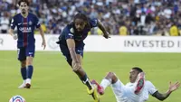 Aksi Bradley Barcola dalam laga PSG vs Botafogo di Piala Dunia Antarklub 2025, Jumat (20/6/2025). (AP Photo/Jae C. Hong)