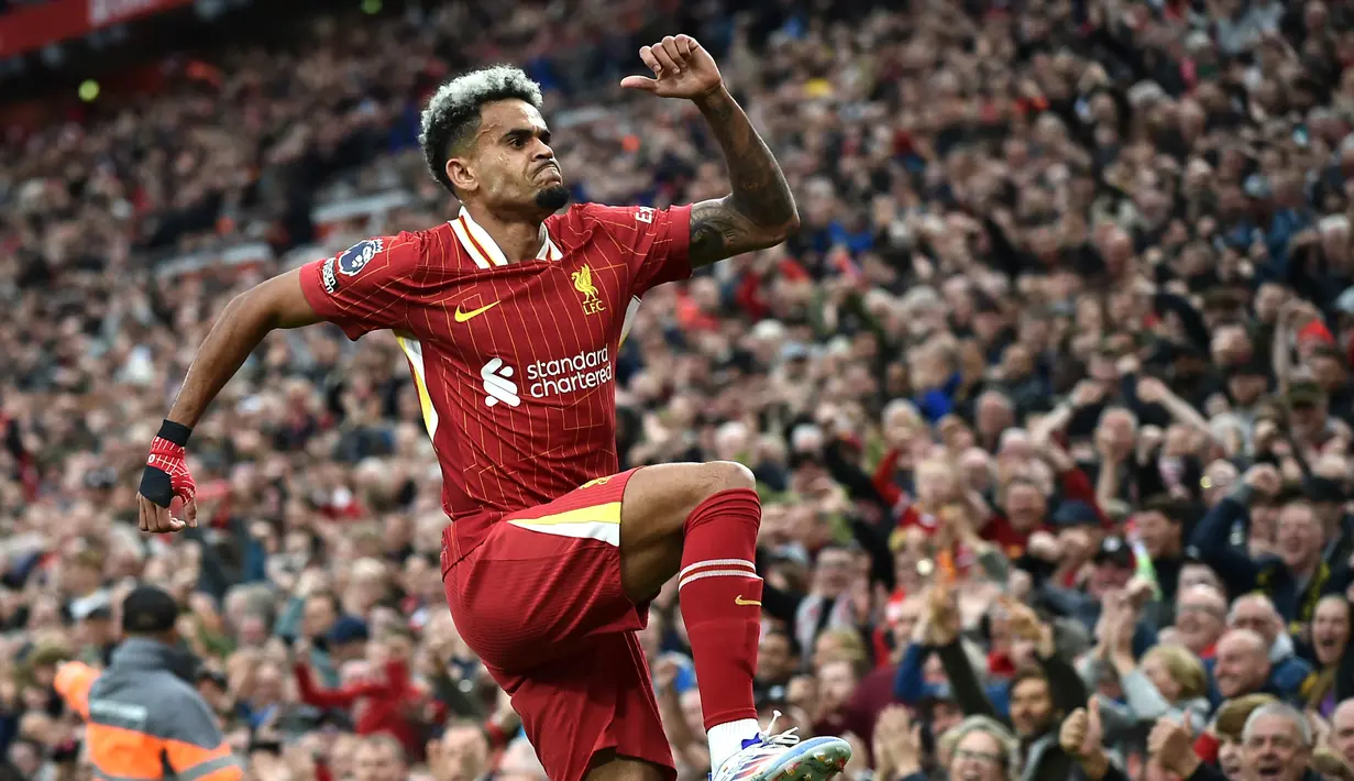 Luis Diaz membuka keunggulan Liverpool pada menit ke-13. (AP Photo/Rui Vieira)