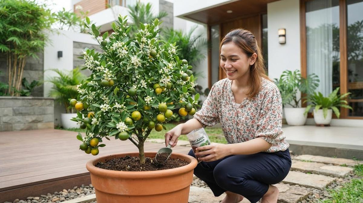 Membuat Tanaman Jeruk dalam Pot Cepat Mengeluarkan Bunga dan Buah