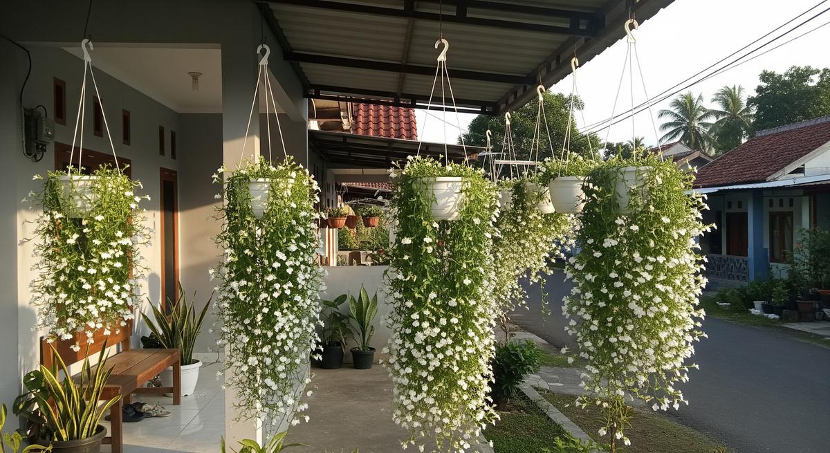Tanaman Gantung untuk Teras Sempit yang Awet Meski Jarang Disiram Jenis Lobelia