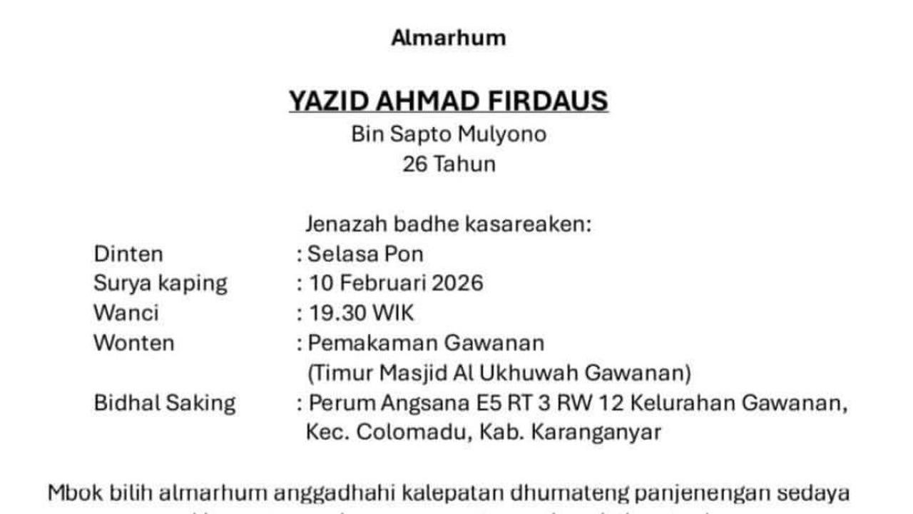 Yazid Dimakamkan Malam Ini