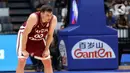 Pemain timnas basket Latvia, Rodions Kurucs saat melawan Kanada pada laga terakhir penyisihan Grup H FIBA World Cup 2023 di Indonesia Arena, Gelora Bung Karno, Jakarta, Selasa (29/8/2023). (Liputan6.com/Helmi Fithriansyah)