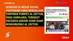 Beberapa waktu lalu beredar di media sosial, postingan video yang menarasikan Presiden Joko Widodo diam-diam mendatangi Pondok Pesantren Al Zaytun, dan bertemu dengan pimpinannya, Panji Gumilang. Benarkah demikian?