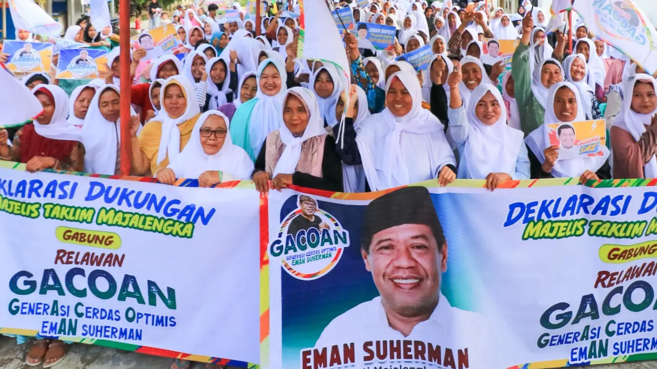 Majelis Taklim Majalengka bergabung dengan Relawan Generasi Cerdas, Optimis Eman Suherman (Gacoan) untuk mendukung Bakal Calon Bupati (Cabup) Eman Suherman pada Pemilihan Bupati Majalengka (Pilbup Majalengka 2024).