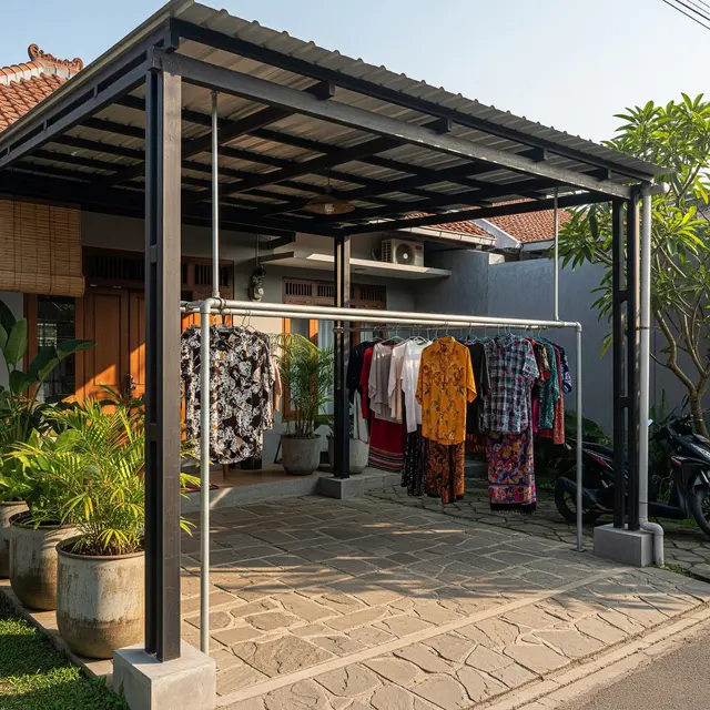 9 Desain Carport Multifungsi Bisa untuk Jemuran, Solusi Hemat Lahan