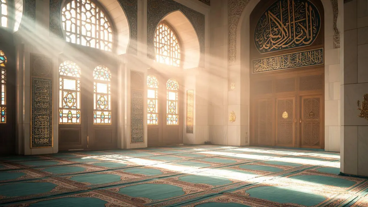 Ilustrasi masjid bercahaya (Foto: AI)