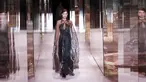 Model Bella Hadid mengenakan busana kreasi Fendi's Spring-Summer 2021 Haute Couture dalam acara Paris Fashion Week di Paris, Prancis, Rabu (27/1/2021). Paris Fashion Week 2021 diramaikan oleh deretan model ternama dunia. (AP Photo/Francois Mori)