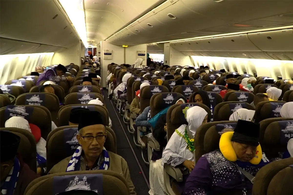 Garuda Indonesia menyelesaikan Penerbangan Haji Fase Keberangkatan para calon jemaah haji Indonesia tahun 1446 H menuju Tanah Suci, Sabtu (31/5) (Tim Humas Garuda Indonesia)