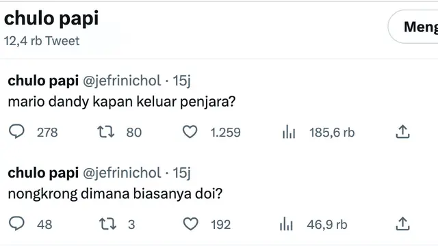 Cuitan Jefri Nichol. (Foto: Dok. Twitter @jefrinichol)