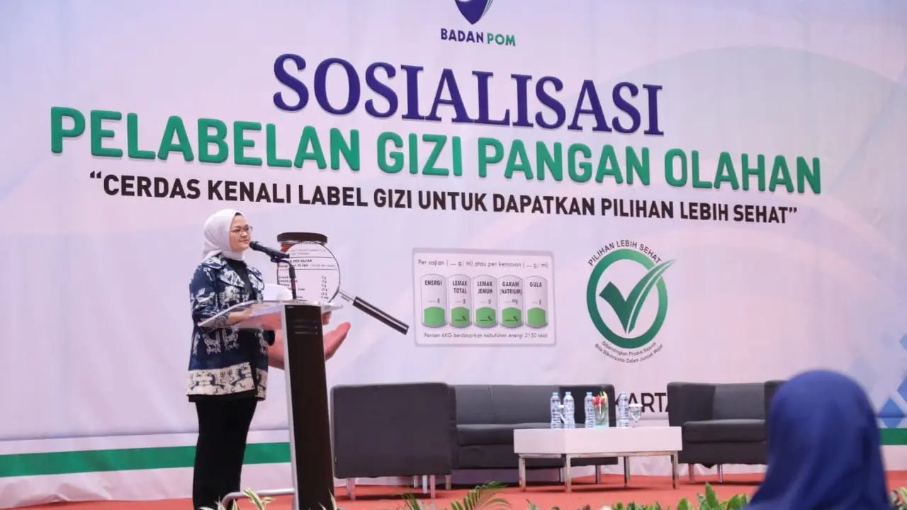 Kepala BPOM Penny Lukito berbicara tentang label gizi pada bahan pangan olahan. (Foto: Humas BPOM)