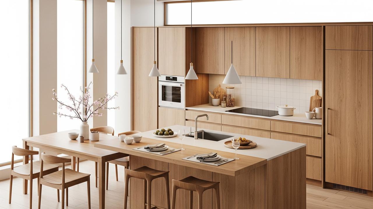 Inspirasi Dapur dan Meja Makan dengan Kabinet Kayu Minimalis (Image by Gemini AI)