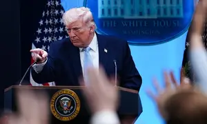 Presiden Amerika Serikat Donald Trump di Gedung Putih pada 6 April 2026. (Dok. AP/Julia Demaree Nikhinson)