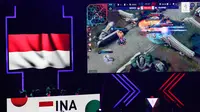 Timnas e-sport Indonesia saat melawan Filipina pada laga final Mobile Legends SEA Games 2019 di Filoil Flying V Center, Manila, Minggu (8/12). Indonesia kalah 2-3 dari Filipina. (Bola.com/M Iqbal Ichsan)